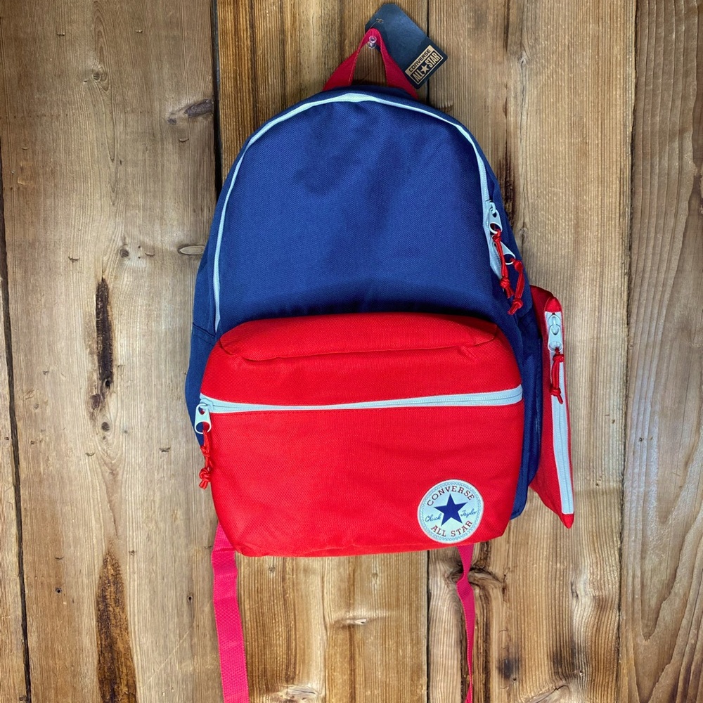 Converse Kids backpack with detachable lunchbox and pencil bag.